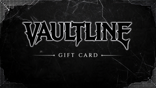 Gift card with 'VAULTLINE' branding on a dark background