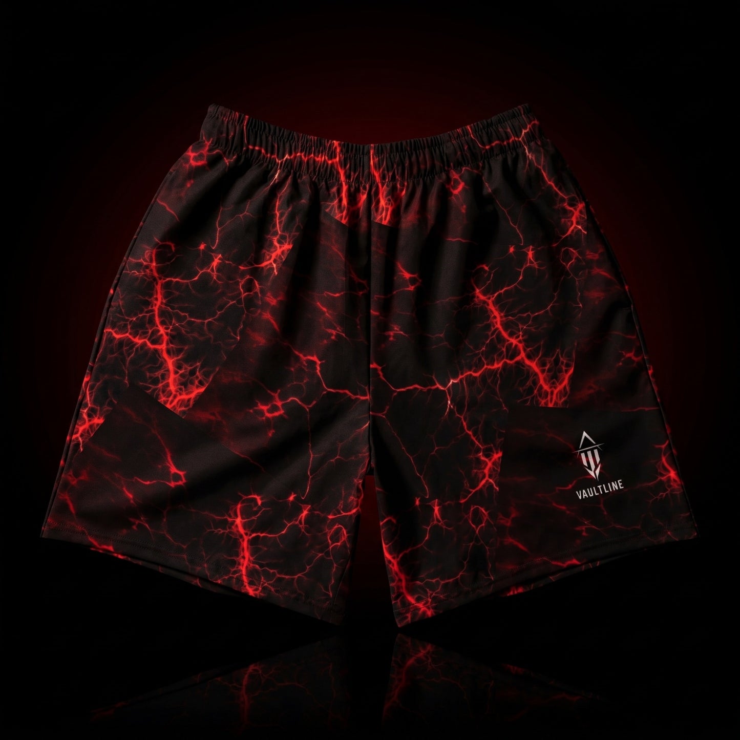 VAULTLINE | Red Fracture Men's Athletic Long Shorts
